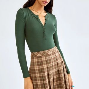 Red Aritzia Henley Bodysuit